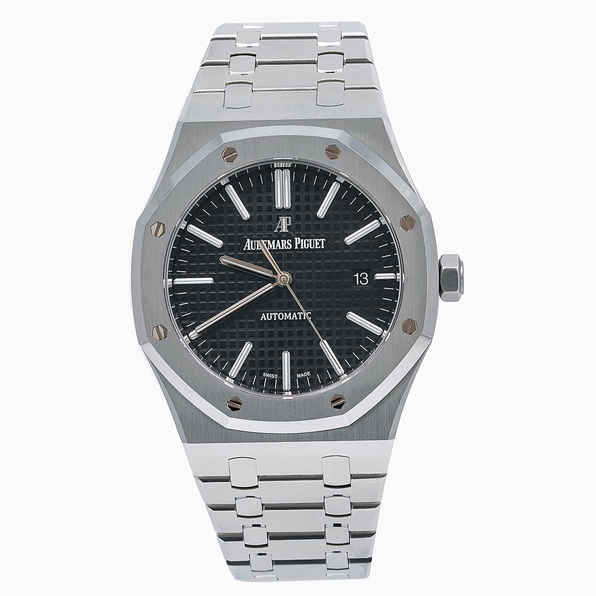 Pre-Owned Audemars Piguet Royal Oak Self Winding 15400ST 41MM Black Dial With Stainless Steel Bracelet