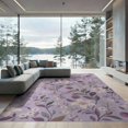 thumbnail image 2 of ODIKA 6'x9' Lavender Floral Elegance with Crocus Petal Washable Area Rug Elegant Blossom and Leaf Design for Modern Decor Non-Slip, Chair-Friendly, for Dining Room, Under Table, Office Décor, 2 of 7