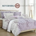 thumbnail image 4 of All Season 10-Piece Comforter Set - Reversible Marble Print Bedding with Plush Down Alternative Fill - Perfect for Year-Round Use, California King Size, Lilac/White, 4 of 6