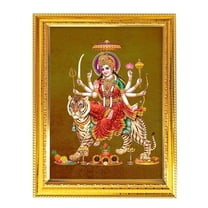 Maa Ambe Hindu Spiritual God Photo With Golden Frame Table Wall Indian Pooja Room 8.3X6.5"