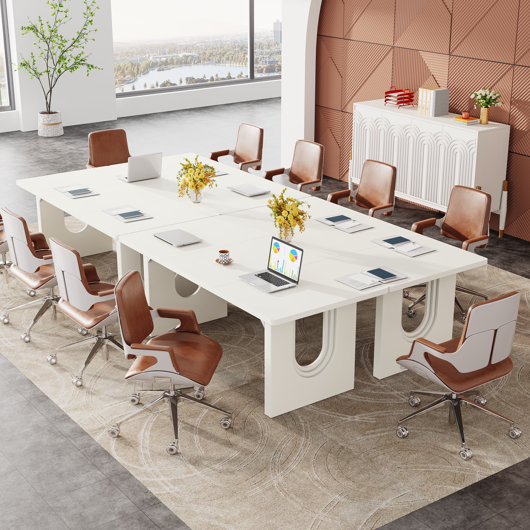 Tribesigns Modern Executive Desk, 70.9" Large Office Computer Desk, Conference Table Meeting Room Table, Simple Workstation Business Furniture for Home Office, White