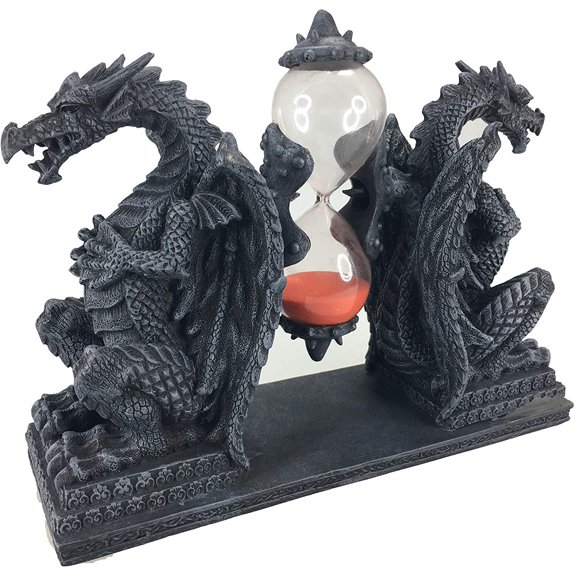 Mythical Fantasy Double Guardian Stone Dragon Sandtimer Hourglass