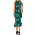 thumbnail image 3 of Vestido Floral de Malla sin Mangas para Mujeres, Cuello Redondo, Vestido Midi de Cóctel para Fiesta, L Verde Oscuro, 3 of 6