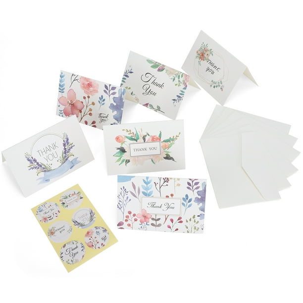 24 tarjetas de felicitación en blanco, papel de regalo para regalo de festival con sobres y pegatinas, gracias