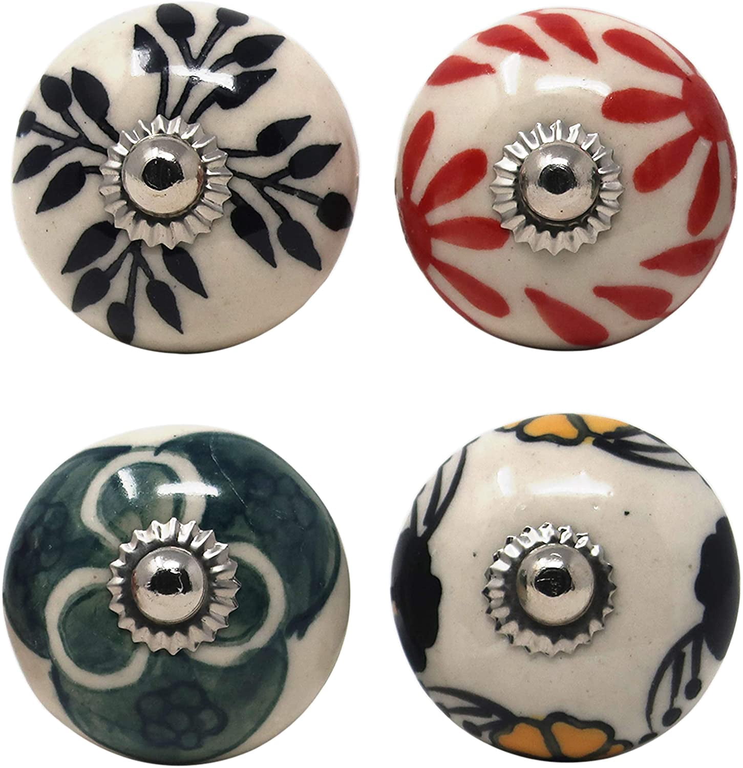 Ajuny Set of 30 Ceramic Knobs Multicolor Floral Design Door Handle Dresser Drawers Kitchen Cabinet Chest Hand Painted Cupboard Pulls Knob