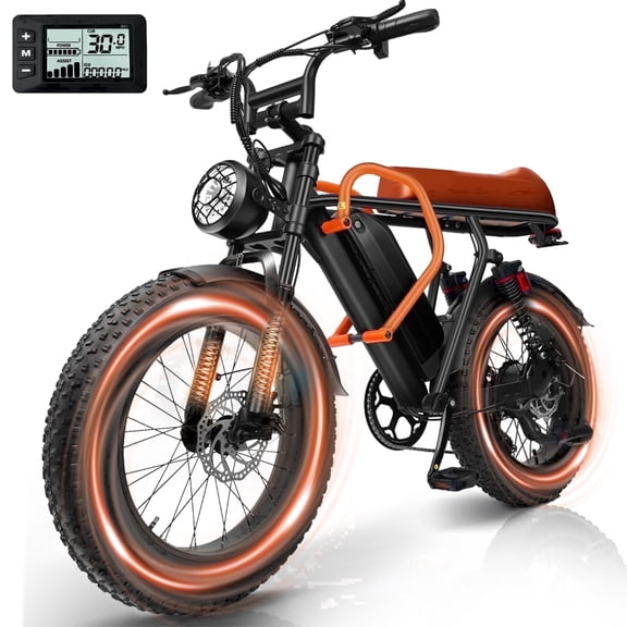Electric Bike 1500W Peak, 20 Fat Tire EBike, 30MPH, 48V 15Ah, UL 2849