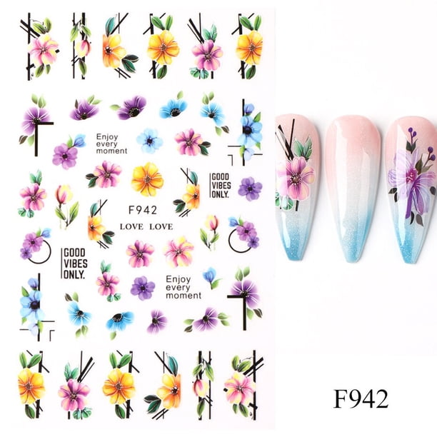 Pegatinas 3D para uñas, calcomanías de transferencia de flores de algodón, hojas doradas, deslizadores adhesivos para manicura, decoraciones de otoño, TRSTZ-SJ, 2022