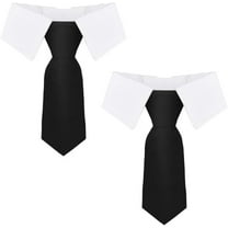 2Pcs Pet Bowtie Collar Tie Cat Dog Bow Ties Black Polyester Adjustable Small Puppy Formal Necktie Collars Ties for Wedding Easter Valentines Grooming Costume Accessories