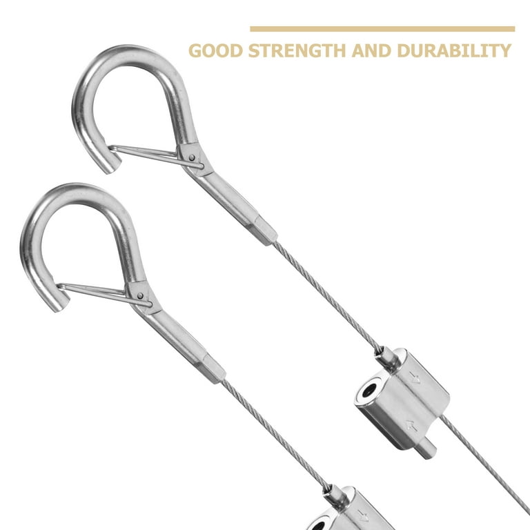 Picture Heavy Hanging Wire 2 Pcs Hanger Kit Hook Mirrors Draw Line Stainless Steel, Size: 206X3.2X0.5CM, Silver