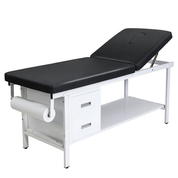 VEVOR Table d'Examen Médical, Lit d'Examen Médical Capacité 500 Lb avec Dossier Réglable, Table d'Examen de Physiothérapie avec 2 Tiroirs, Tablette de Rangement et Distributeur de Rouleaux de Papier pour Hôpitaux Centres de Réadaptation