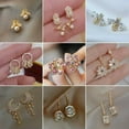 thumbnail image 3 of GKNET Luxury Cubic Zircon Flower Ear Stud Earrings Dangle Women Weddings Delicate Jewelry 2024-41-Flower, 3 of 9