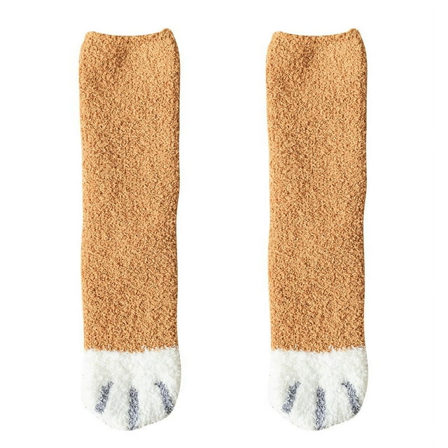 Autumn Winter Cat's Paw Coral Fleecy Woman Socks Cotton Japanese Harajuku Style Kawaii Socks Women 82701 04 EUR35-40