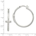 thumbnail image 5 of 925 Sterling Silver Polished CZ Fancy Cross Hinged Hoop Earrings, 5 of 5