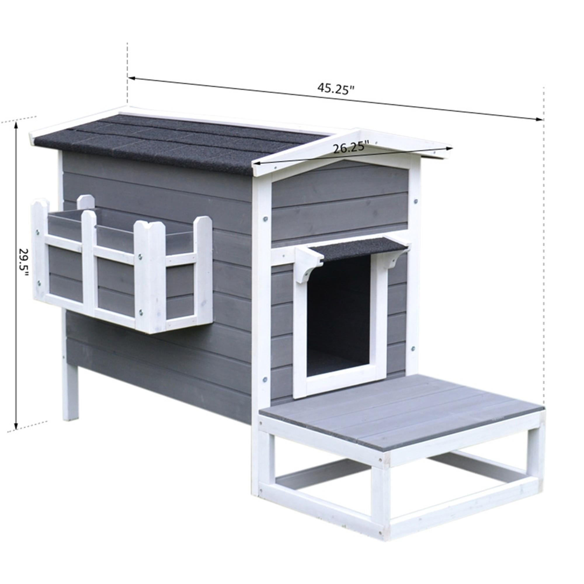 Pefilos 45" Outdoor Cat Shelter, Feral Cat House with Escape Door Rainproof Outside Kitty House Cat Condo for 3 Adult, Gray Pefilos 45" Outdoor Cat Shelter, Feral Cat House with Escape Door Rainproof Outside Kitty House Cat Condo for 3 Adult, Gray