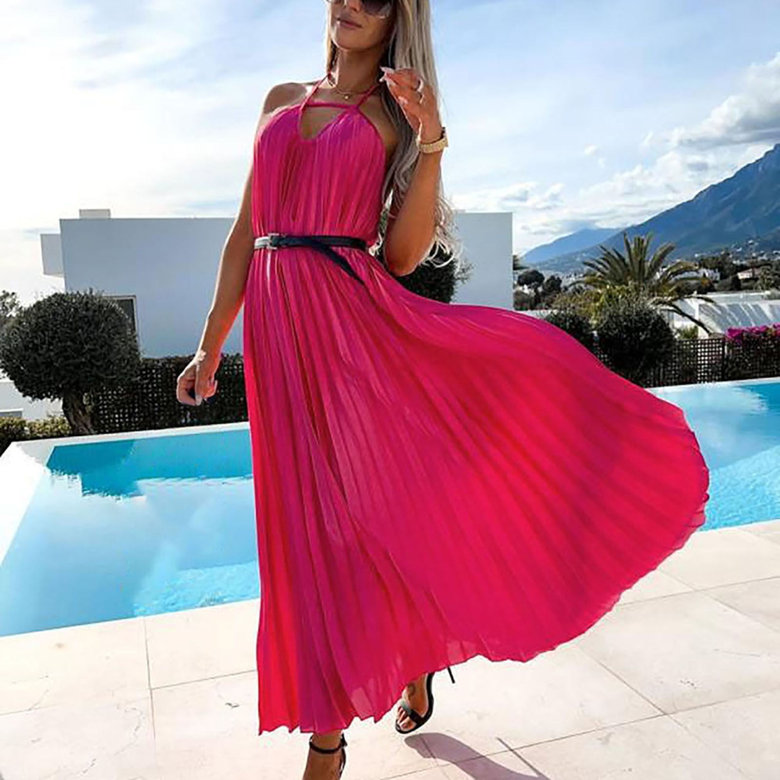 Zapaka Women A-line V-neck Grey Pink Slit Tulle Prom Dress – ZAPAKA