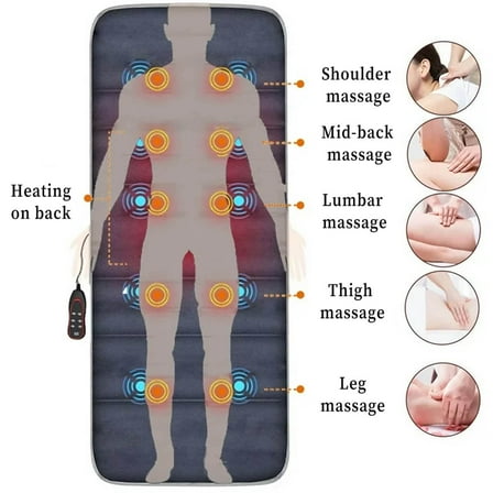 Vibration Massage Mat with Heat 10 Vibration Motors Back Massager Pad Massage Mattress for Back Waist Legs
