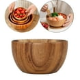 thumbnail image 5 of Premium Round Natural Wooden Salad Bowl Utensils Fruit Serving Bowls 10x6cm, 5 of 6