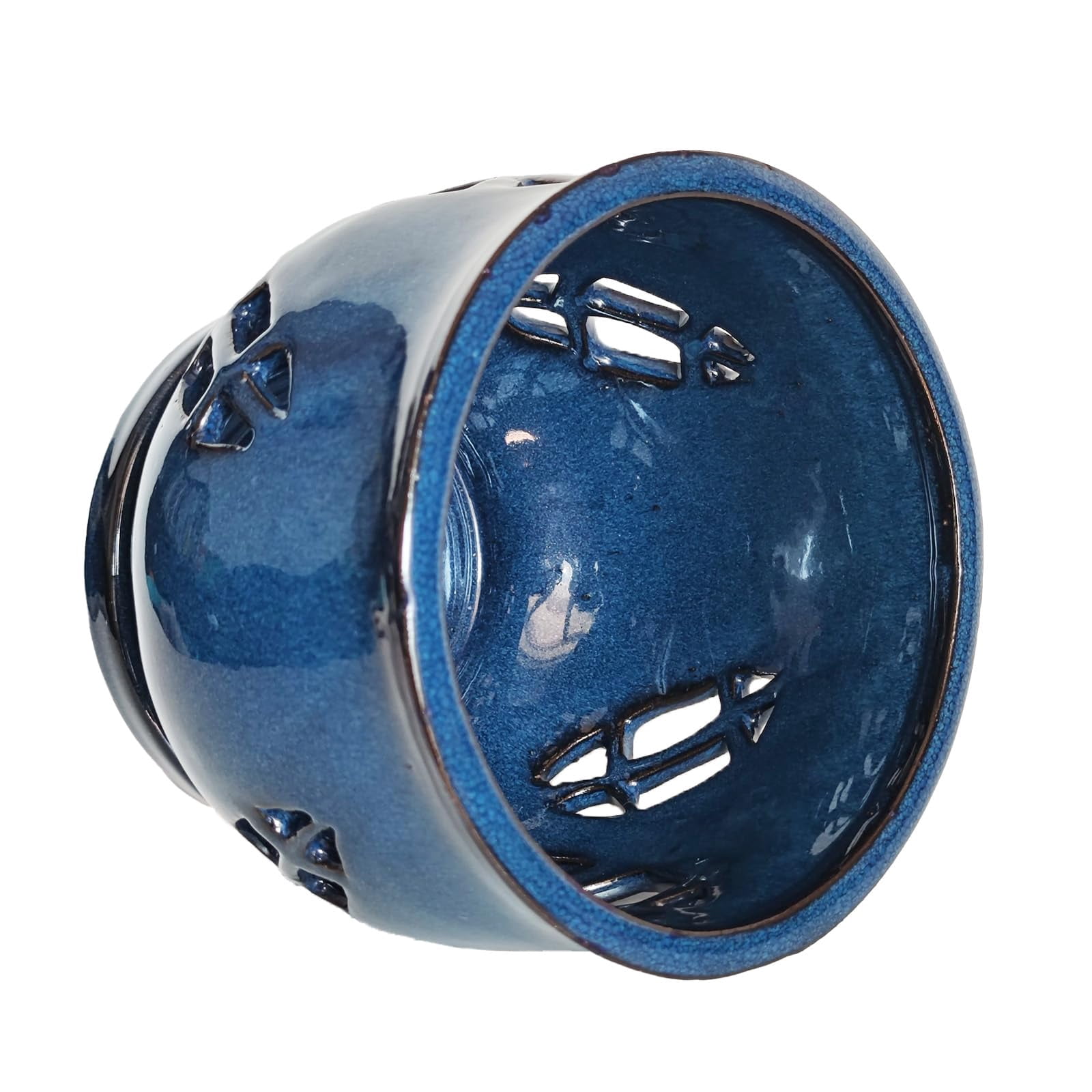 W&W Orchid Pot with Holes and Saucer for Orchid Repotting and Better Grow, Blue, 6.5 inches
