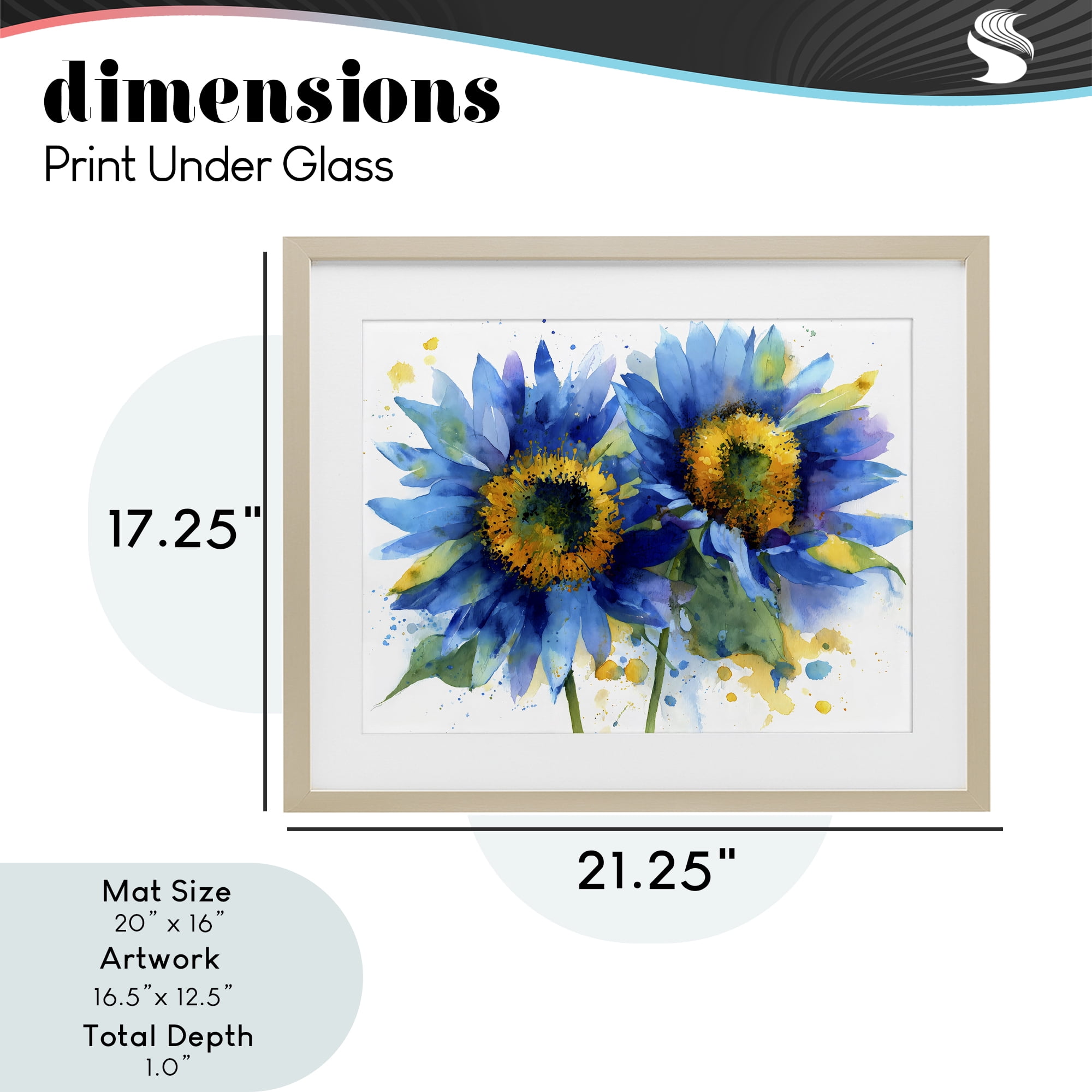 Stupell Industries Blue Sunflowers Bouquet Birch Framed Print Under Glass, design by Franklyn Gregory