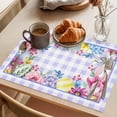 thumbnail image 3 of Easter Placemats Set of 6 Watercolor Eggs Flowers Berry Plants Purple Plaid Place Mats Indoor Wipeable Table Mats Washable Cloth Dining Table Placemats for Kitchen Holiday Party Home Decor 13x19 Inch, 3 of 9