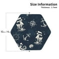 thumbnail image 3 of Pofeuu Vintage Marine Print Leather Coasters Set of 6, Round Cups Mugs Mat Pad for Home Kitchen Heat Resistant Drink Coasters,Hexagon, 3 of 7