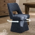 thumbnail image 5 of Usaint 360‑Degree Swivel Chenille Dining Chair Set of 4, Hollow‑Out Curved‑Back Upholstered Accent Chair for Dining Rooms, Living Rooms, Reading Nooks, Blue, 5 of 9