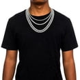 thumbnail image 6 of HH Bling Empire Gold Tennis and Cuban Link Chain for Men,Iced Out Mens Diamond Cuban Chain Necklace Sets,Hip Hop Rapper Jewelry Chains,3 Pcs 18/20/24 Inch (Set D-Silver), 6 of 12