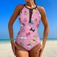 thumbnail image 2 of Hello Kitty Women's One Piece Swimsuit High Neck Tummy Control Swimwear Bathing Suit, 2 of 7