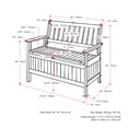 thumbnail image 2 of CorLiving Miramar Hardwood Outdoor Storage Bench with Slatted Back and Armrests, Brown, 2 of 10