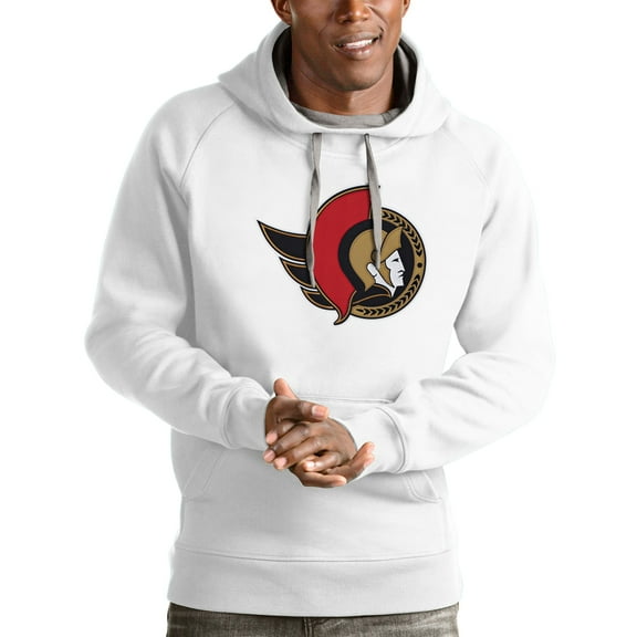 Men's Antigua White Ottawa Senators Logo Victory Pullover Hoodie