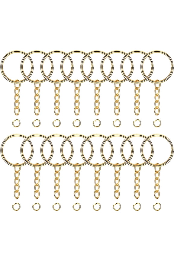 Keychain Rings 100PCS Gold Key Ring Set Keychain Keyrings Kit Accessories with Open Jump Rings for Crafts Making