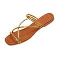 thumbnail image 3 of Willtoo Women's Metallic Strappy Flat Sandals Open Toe Slip on Vacation Dressy Slide Sandals, 3 of 5