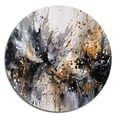 thumbnail image 2 of Designart "Delicate Brushstrokes Grey and Gold III" Abstract Marble Metal Round Wall Art, 2 of 5