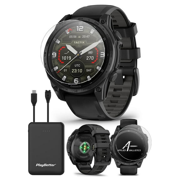 Garmin tactix 8 AMOLED (47mm) Premium Tactical GPS Smartwatch Bundle with PlayBetter Portable Charger & HD Screen Protectors