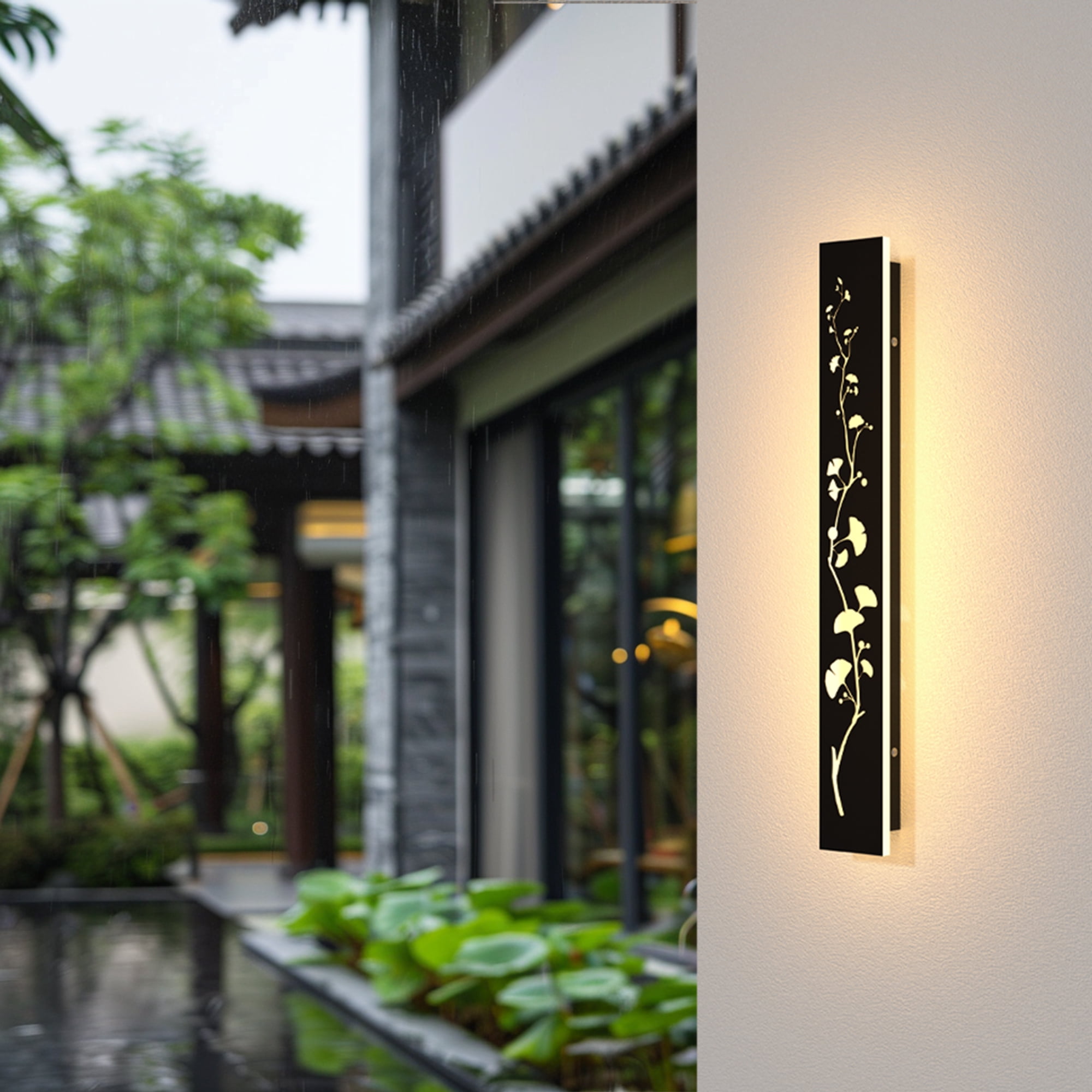 1 Pack 23.6inch-Black waterproof outdoor wall light, modern outdoor LED long wall light waterproof wall light, porch light, outdoor 3000K wall light, suitable for villas, courtyards, gardens, garages