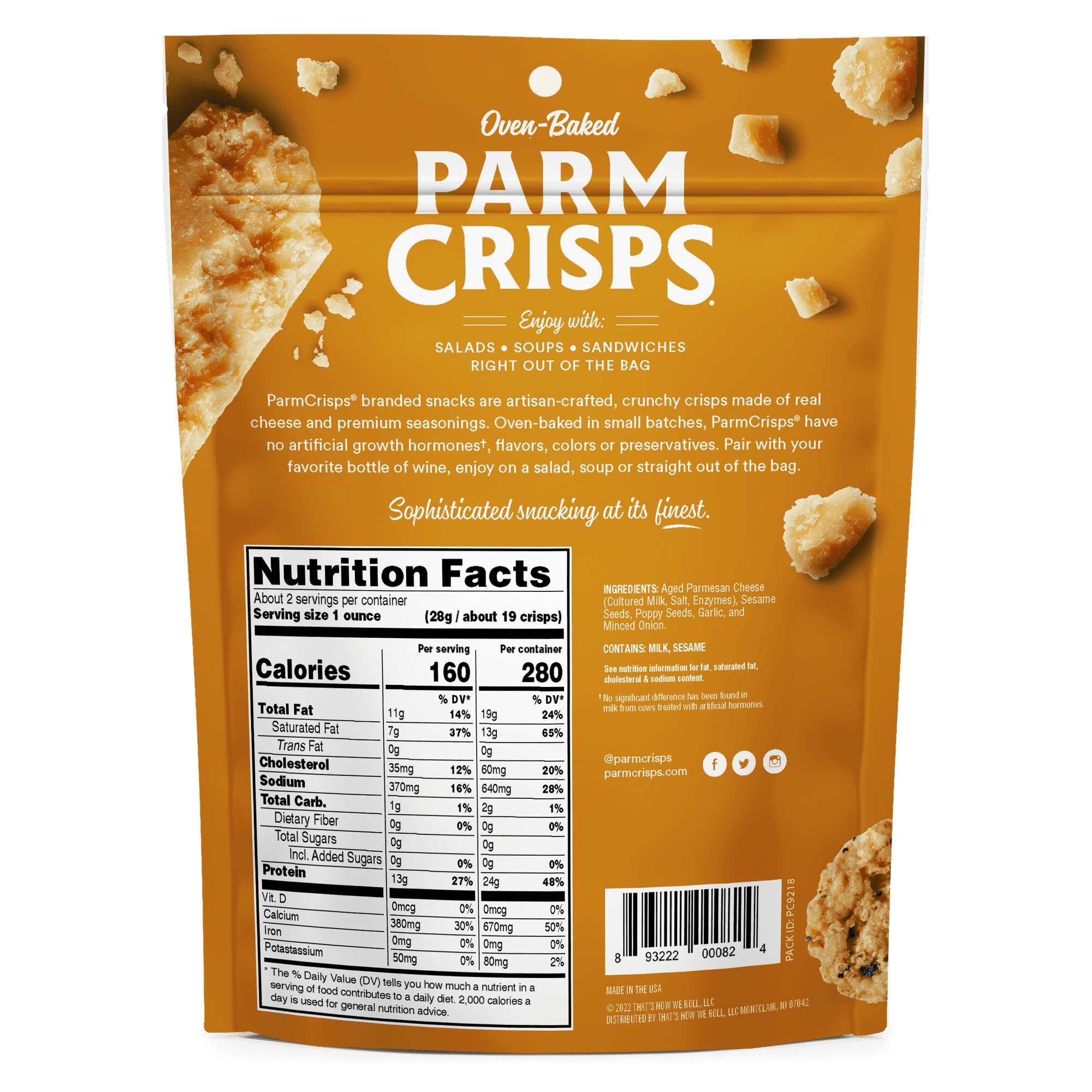 Pack of 12, Parm Crisps Everything Real Cheese Oven-Baked Parm Crisp Snack, 1.75 oz