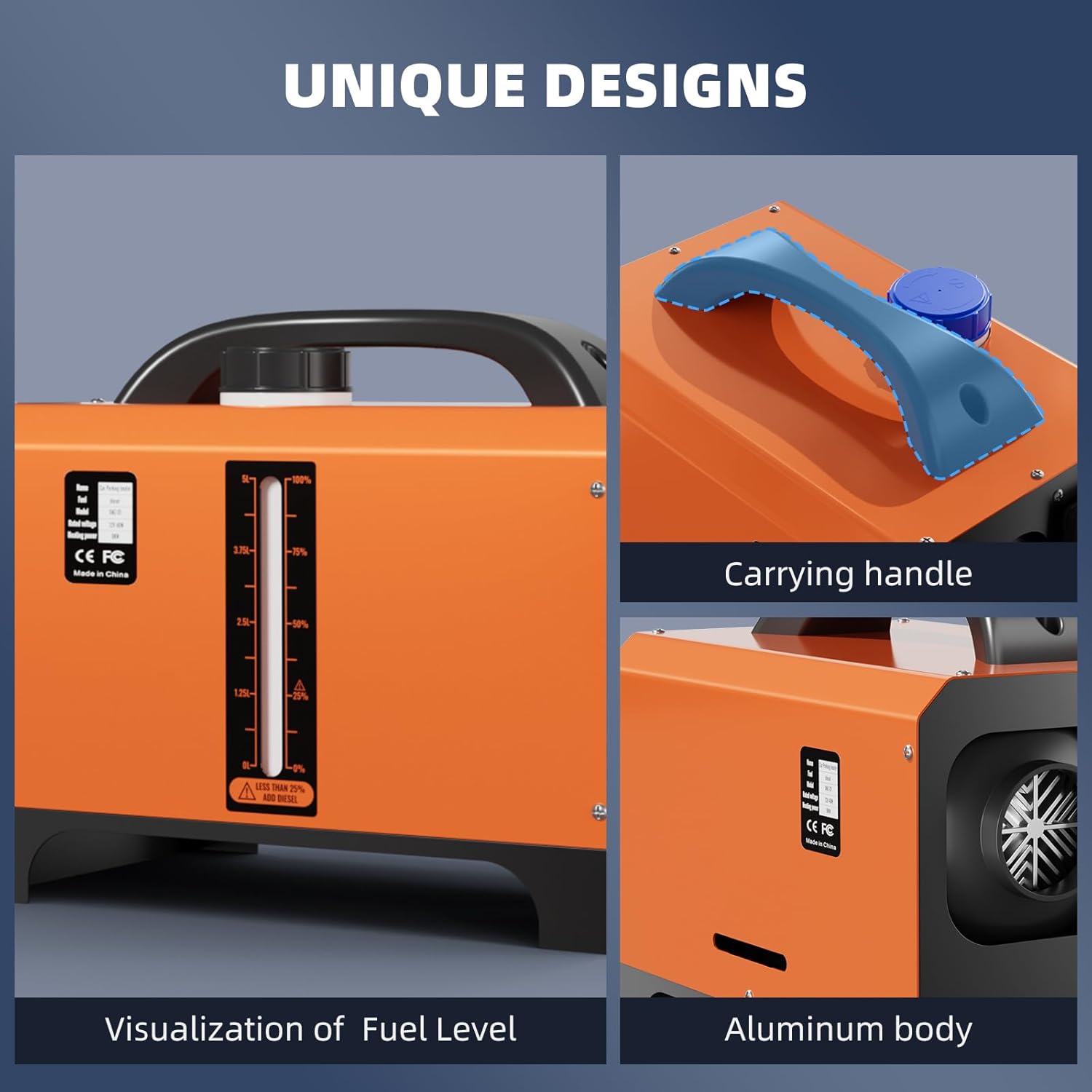 Diesel Heater 12V 8kw, All in One Portable Diesel Heater with 5L Fuel Tank, Remote Control & LCD Monitor, Fast Heating Parking Heater for Car RV Truck Tent Garage Camper