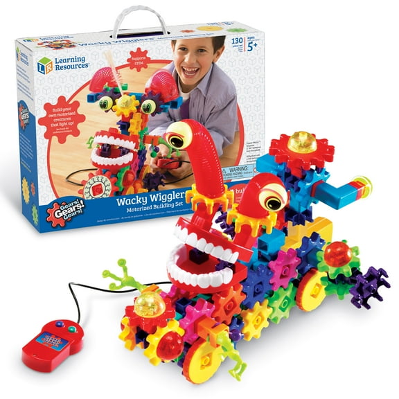 Learning Resources Gears! Gears! Gears! Motorized Wacky Wigglers Gears Building Set, 130 Pieces Ages 5 