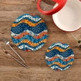 thumbnail image 2 of SKYSONIC Vintage Wave Floral Pot Holders Trivets, 2 Pcs Heat Resistant Trivets,Folk Ethnic Style Cotton Thread Weave Mats for Hot Pads Pans Pot Bowl Teapot for Kitchen Decor, 2 of 7