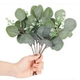 thumbnail image 4 of 24Pcs Artificial Eucalyptus Stem Branches Round Eucalyptus Leaf with White Flower Decor Artificial Wedding Decor Plant, 4 of 5