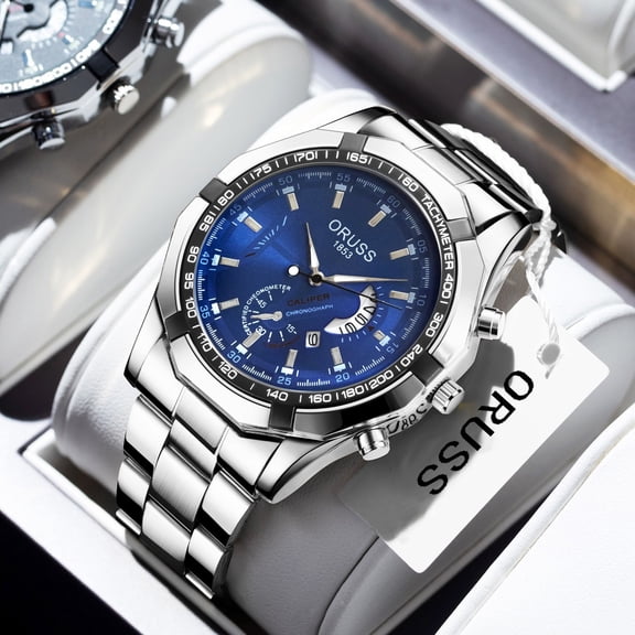 Large Dial Men's Watch Business Steel Band Waterproof Luminous Quartz Watch Men's Fashion Personality Trendy Watch Men's