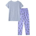thumbnail image 6 of Beezizac Girls Panda Print Pajama Set-2-Piece Cotton Blend Short Sleeve & Pants Cute Summer Grey Purple PJs Size 16, 6 of 7
