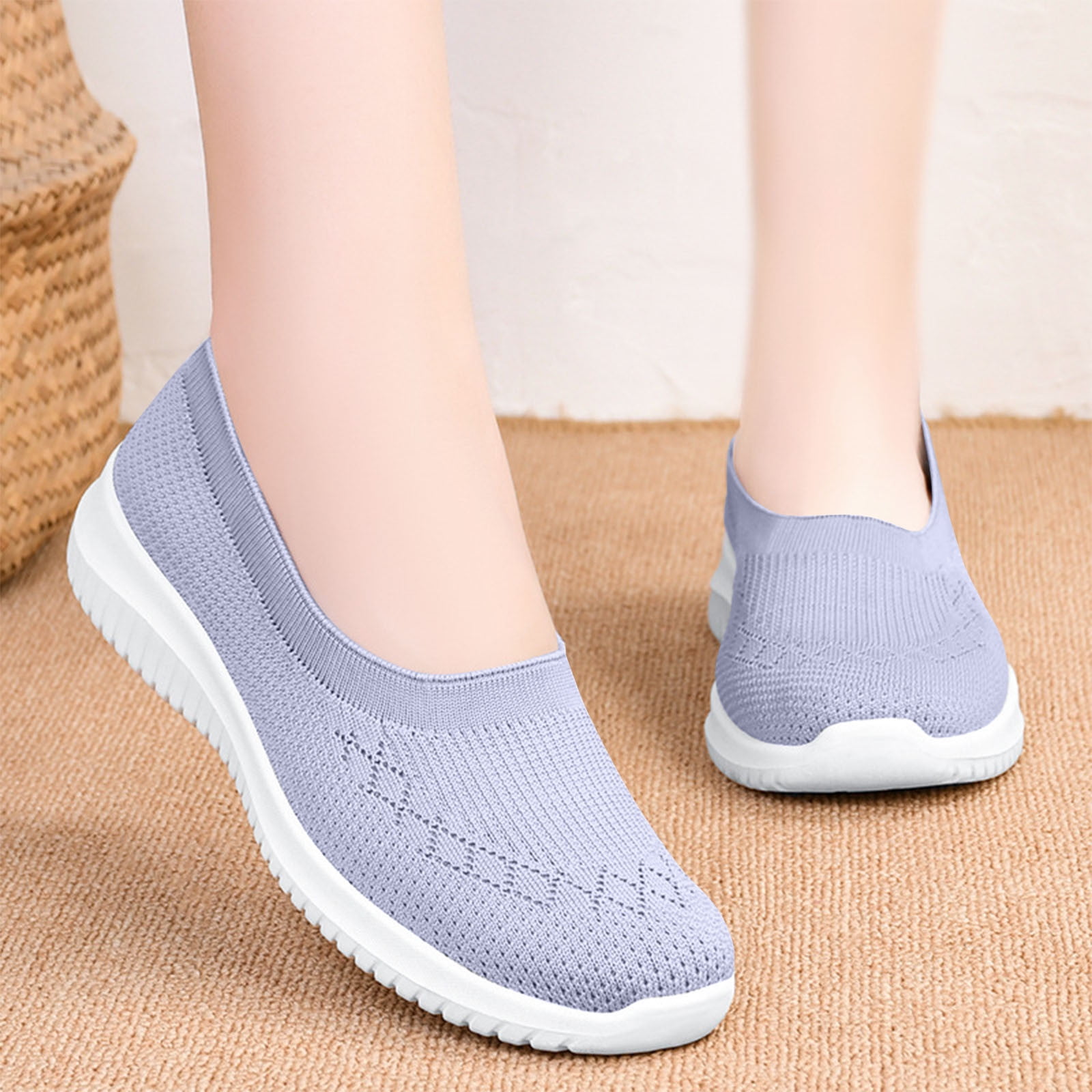 HAJWOH Walking Shoes for Women with Arch Support, Orthopedic Slip On Sneakers Wide Width, Breathable Mesh Upper Gray US-5.5（EU-36）