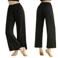 thumbnail image 6 of ALLLIST Pants for Ladies Wide Leg Elastic Waist Lounge Pants Black Solid Knit Pants Ladies, 6 of 9