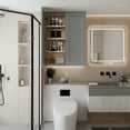 thumbnail image 5 of 33 Inch Laundry Room Cabinets Wall Mounted, Solid Wood Over The Toilet Storage Cabinet, Bathroom Organizer Cabinets with 2 Shaker Door & Shelves, Easy to Assemble for Kitchen, Garage - Dark grey, 5 of 6