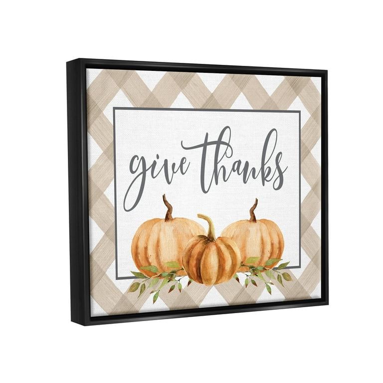 Give Thanks Pumpkins Black Framed Print Wall Art Give Thanks Pumpkins Black Framed Print Wall Art