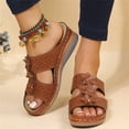 thumbnail image 6 of Mepaouo Womens Wedge Sandals Leather Platform Walking Slides Open Toe Summer Beach Shoes Size 6.5, 6 of 9