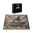 thumbnail image 4 of Ambesonne Rustic Jigsaw Puzzle, Farmhouse Grizzly Bear Bath, Heirloom-Quality Fun Activity for Family Durable Cardboard, 1000 pcs, Chocolate Rose Green, 4 of 6