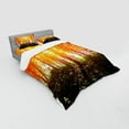 thumbnail image 3 of Ambesonne Nature Bedding Set 3 Pcs, Foggy Forest Scenery, Twin XL, Orange Fern Green, 3 of 3