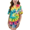 thumbnail image 3 of MKOSPLRT Tie Dye Tops for Girl 5-15 Years Oversized Short Sleeve Shirts Crwe Neck Graphic Tees Loose Fit Blouses Cute Summer T Shirts, 3 of 8